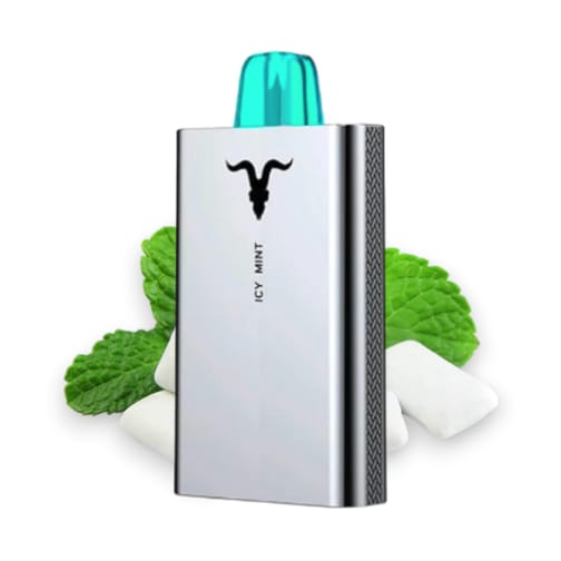 Vape device with 'ICY MINT' flavor on a white background