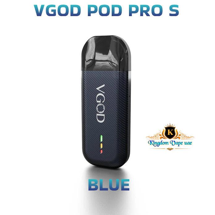 Blue VGOD Pod Pro S vaping device on a white background with 'Kingdom Dope' logo. VGOD POD PRO S KIT NEAR ME