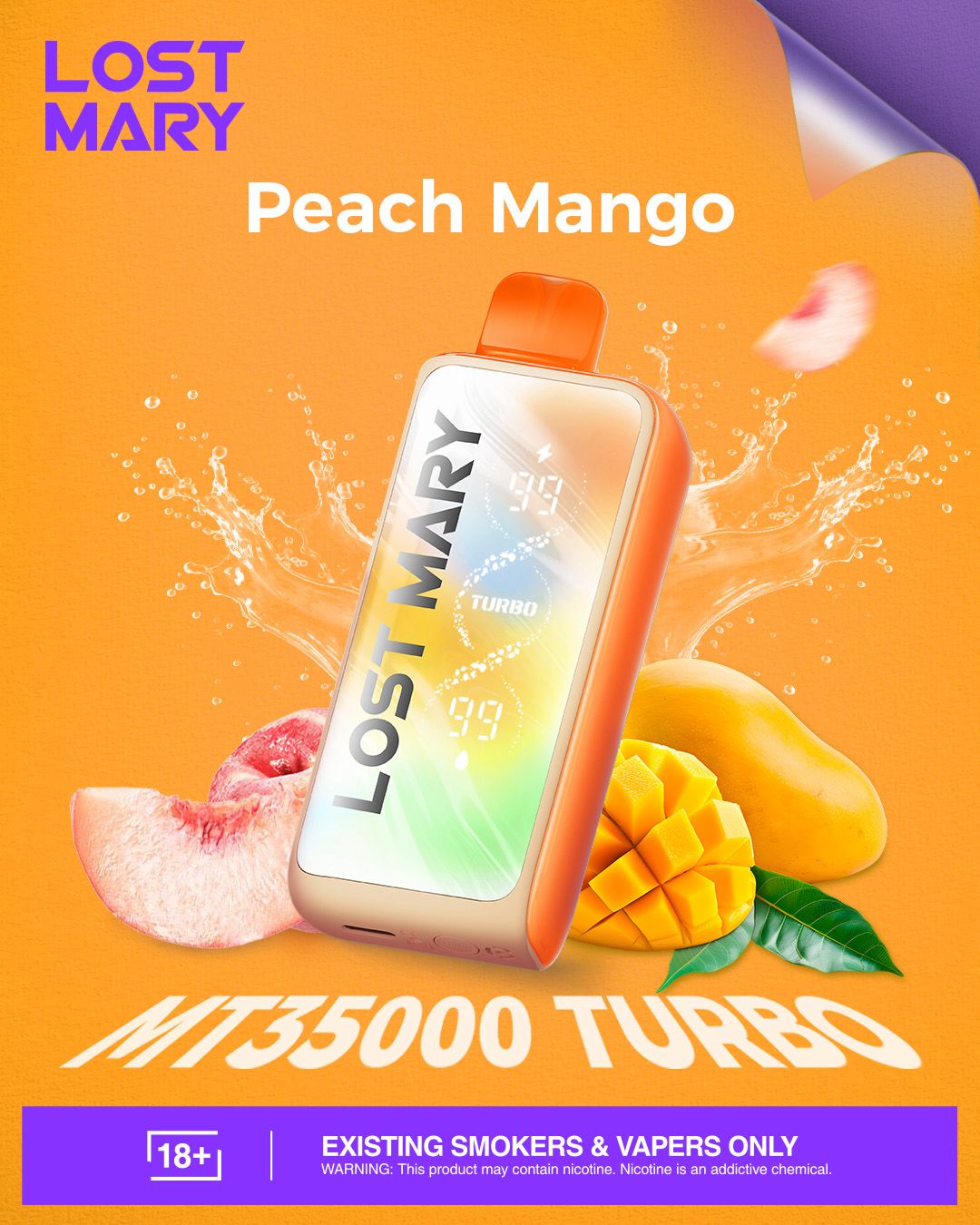 Lost Mary MT35000 Turbo vape device with peach and mango on an orange background/Collage of Lost Vape devices with different flavors and colors on a colorful background./ Lost Mary MT 35000 Puff/ Lost Mary MT 35000 Puff In Dubai/ Lost Mary MT 35000 Puff Near me/ Lost Mary MT 35000 Puff business Bay/ Lost Mary MT 35000 Puff Downtown Dubai/ Lost Mary MT 35000 Puff Palm Jumeirah/ Lost Mary MT 35000 Puff Al Barsha/ Lost Mary MT 35000 Puff Abu Dhbai/ Lost Mary MT 35000 Puff JPG/ Lost Mary MT 35000 Puff Price/