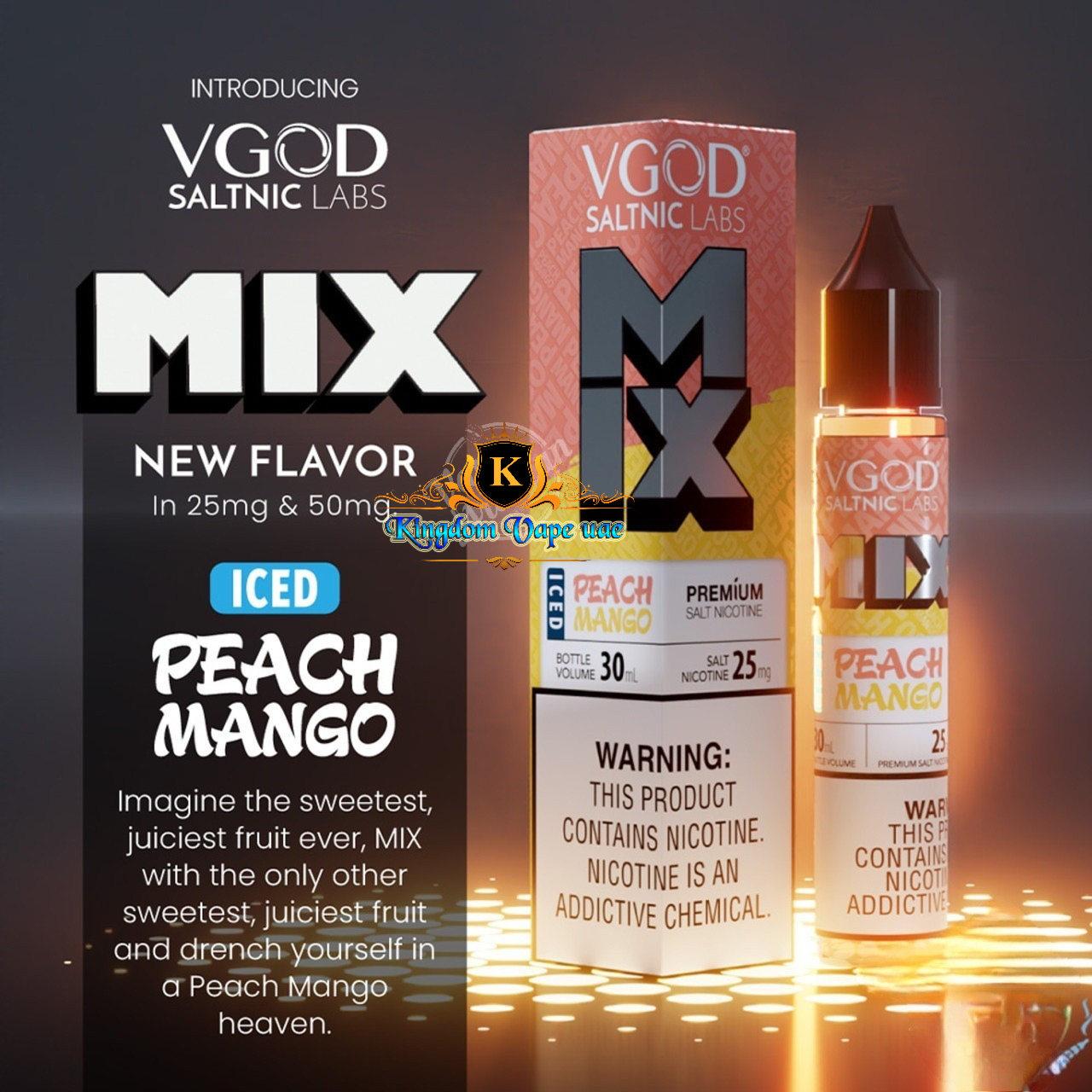 Iced Peach Mango Flavors by VGOD Iced Mix Series 30ml Saltnic|