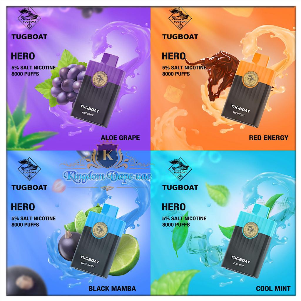 hero vape disposable TUGBOAT HERO 8000 PUFFS DISPOSABLE KIT WITH 5% NICOTINE